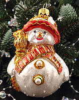 Ялинкова іграшка Сніговик з мітлою в циліндрі Irena Cо