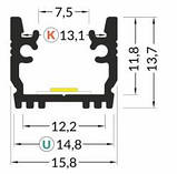 Алюмінієвий профіль для світлодіодної стрічки 16х14, фото 2