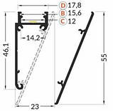 Алюмінієвий профіль для світлодіодної стрічки 23х46 з накладкою, фото 3