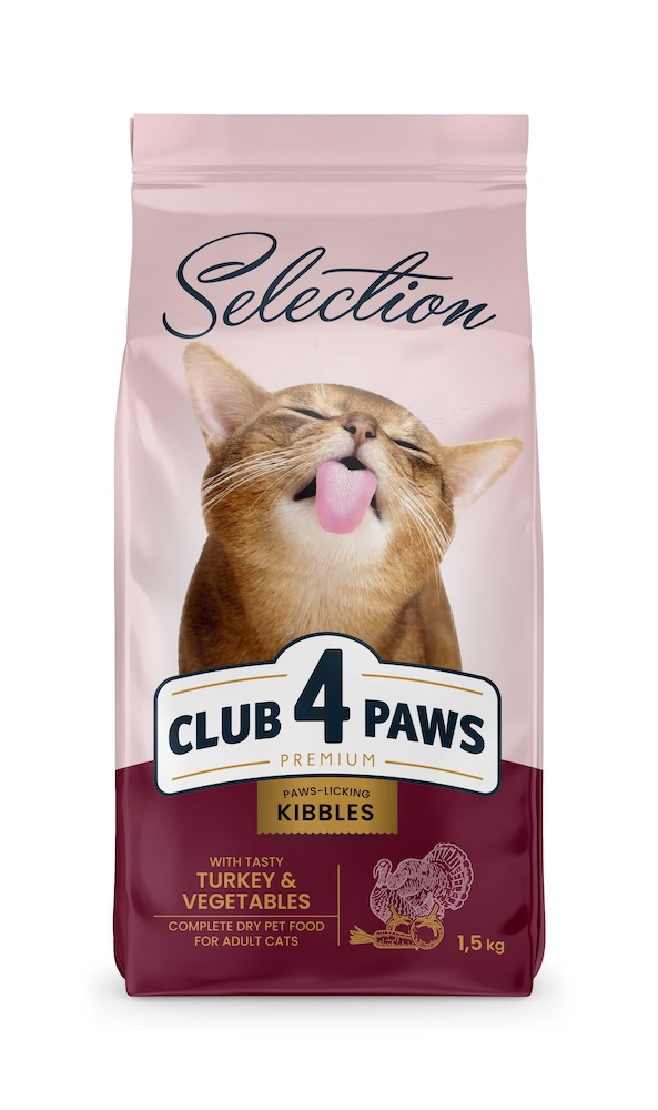Сухий корм Club 4 Paws Клуб 4 Лапи Selection Adult Cats Turkey & Vegetables для котів, індичка з овочами 1.5кг