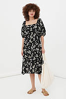 Платье миди с цветочным принтом Finn Flare FSC110113-200 черное S