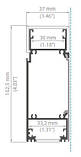 Алюмінієвий профіль для світлодіодної стрічки KIDES-DUO 37x103mm 1m, фото 2
