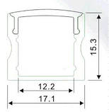 Алюмінієвий профіль для світлодіодної стрічки 17x15 c дифузором alum/opal 1m, фото 2