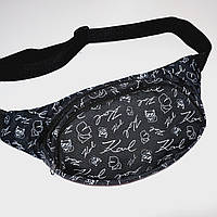 Поясна сумка чоловіча бананка текстильна принт карл