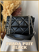 Жіноча сумка pradded black Жіночі сумки Prada Сумка прада чорна Шкіряна сумка prada