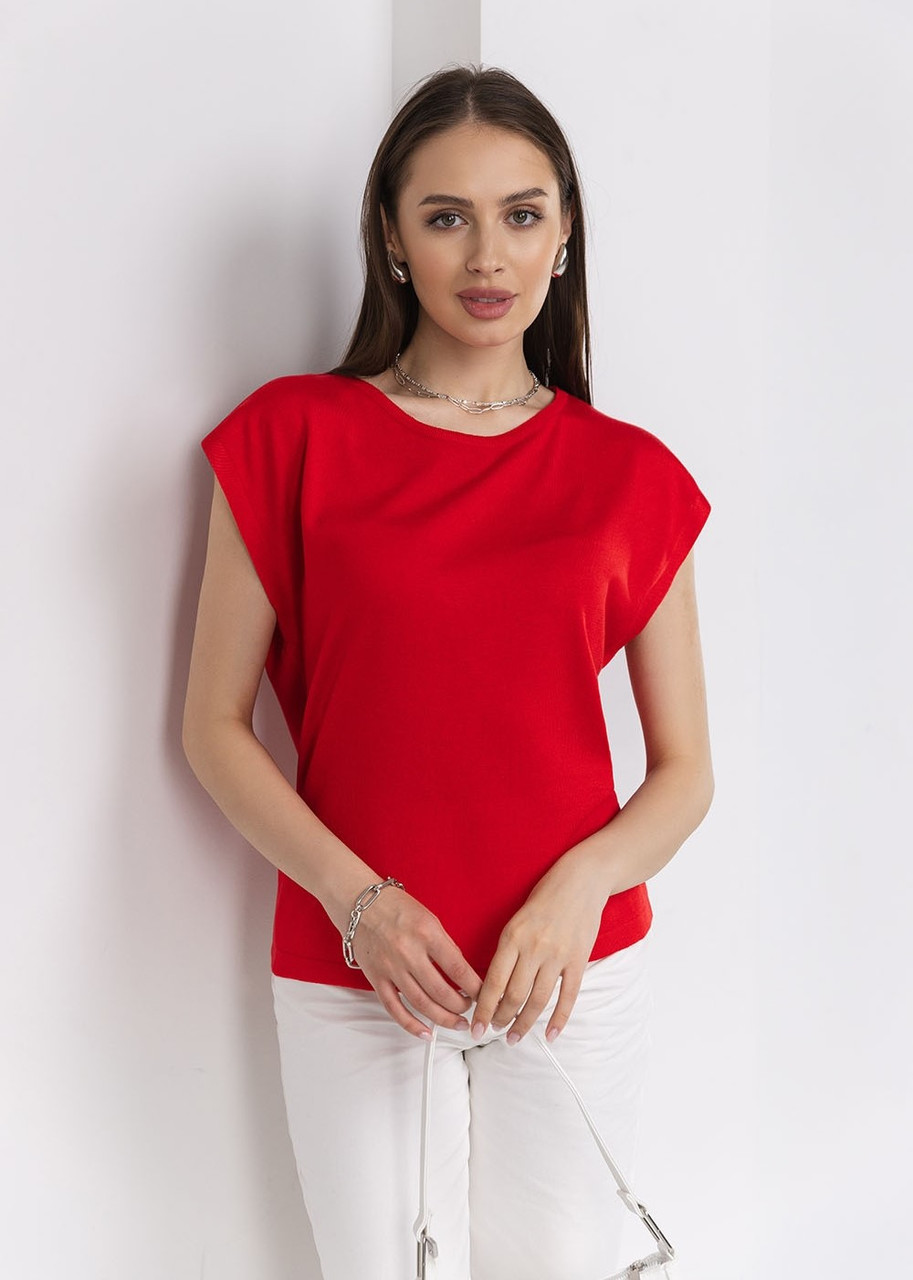 Топ жіночий базовий трикотажний червоного кольору. Модель 2753 Trikobakh