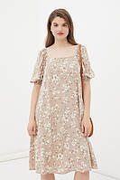 Платье миди с цветочным принтом Finn Flare FSC110113-709 бежевое S