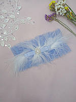 Свадебная подвязка для невесты фатиновая в голубом цвете