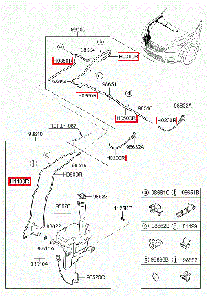 Шланг системи омивача скла Accent Elantra Cerato Optima Rio MOBIS 9J70031047, фото 2