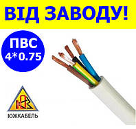 Провод ПВС 4х0.75 медный круглый южкабель ГОСТ, кабель пвс 4 на 0.75 гибкий монтажный изоляция из ПВХ