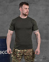 Чоловіча тактична футболка для ЗСУ олива Кулір, Весняна військова футболка Oliva армійський одяг