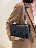 Жіноча сумка 10288 крос-боді на цепочці чорна, фото 8