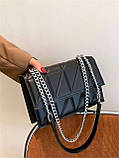 Жіноча сумка 10288 крос-боді на цепочці чорна, фото 6