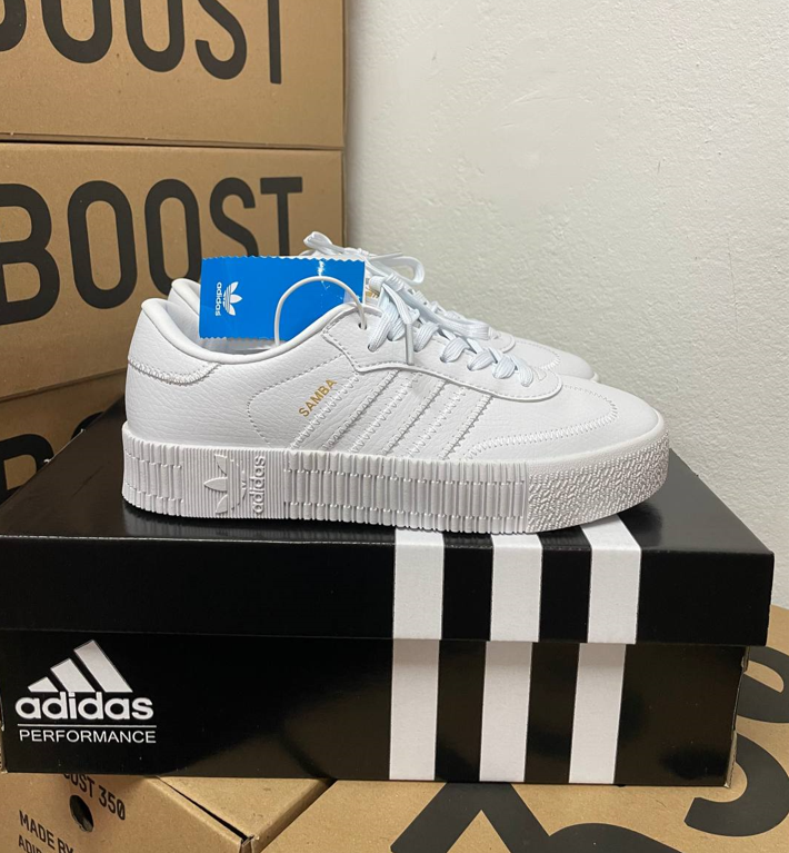 Жіночі кросівки Adidas Samba rose Originals W Og White Взуття Адідас Самбо білі шкіряні кеди
