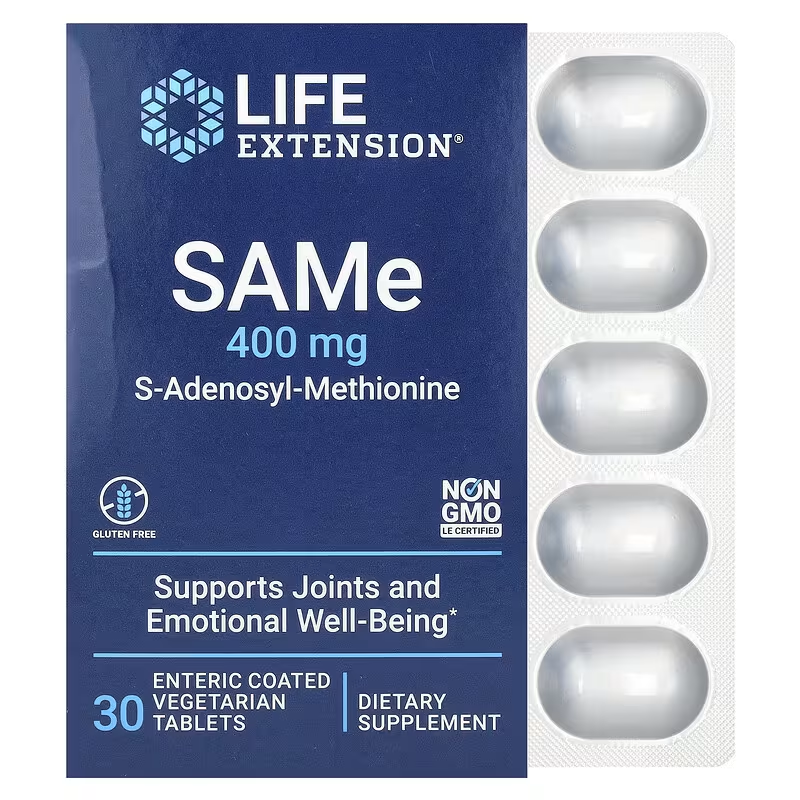 S-аденозил-метіонін SAMe Life Extension, 400 мг 30 таблеток