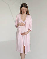 Комплект халат і сорочка у пологовий (пастельний рожевий), фото 10