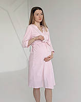 Комплект халат і сорочка у пологовий (пастельний рожевий), фото 8