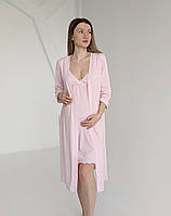 Комплект халат і сорочка у пологовий (пастельний рожевий), фото 2