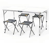 Походный раскладной стол с четырьмя стульями, Удобный качественный комплект 120*60*70 см