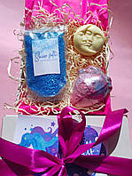 Подарочный набор со свечой, бомбочкой и шиммером для ванны, оригинальный подарок девушке