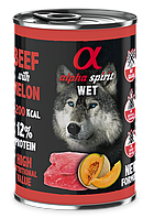 Alpha Spirit Dog Beef with Melon Полнорационный влажный корм с говядиной и дыней для взрослых собак 400 грамм.