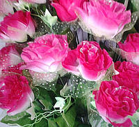 Букет искусственных цветов Роза-36 каскадная гофре , 60 см розовый+белый меланж