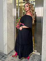 Літнє плаття довгі вільні рукави та на бретелях жатка розміри батал, фото 4