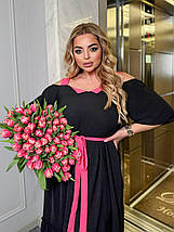 Літнє плаття довгі вільні рукави та на бретелях жатка розміри батал, фото 3