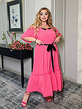 Літнє плаття довгі вільні рукави та на бретелях жатка розміри батал, фото 5