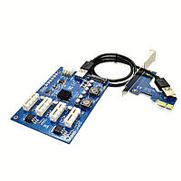 Cпліттер-розгалужувач-хаб PCI-e x 1 на 3 порту х 1, BOX от DOM-Energy