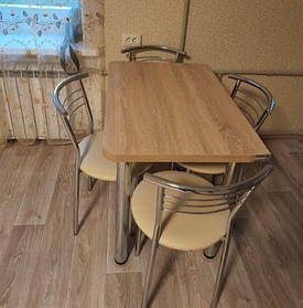 Кухонний комплект Розкладний Білий Стіл +4 стільці Marco Chrome