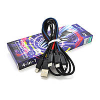 Кабель HOCO X76 USB-1 4 in 1 Micro/2*Iphone/Type-C, 2A, довжина 1м, Mix color, Box от DOM-Energy