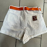 Шорти жіночі бавовна з поясом тонкі легкі короткі 27 білі, фото 5