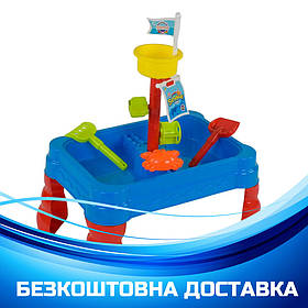 Набір для гри з піском (столик, формочки, лопатка, граблі) 107