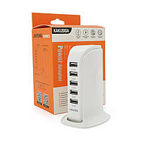 СЗУ AC100-240V iKAKU KSC-741 Jufeng Series Desktop, 5xUSB, Output: DC5V/2.4A (12W), White, Box от DOM-Energy