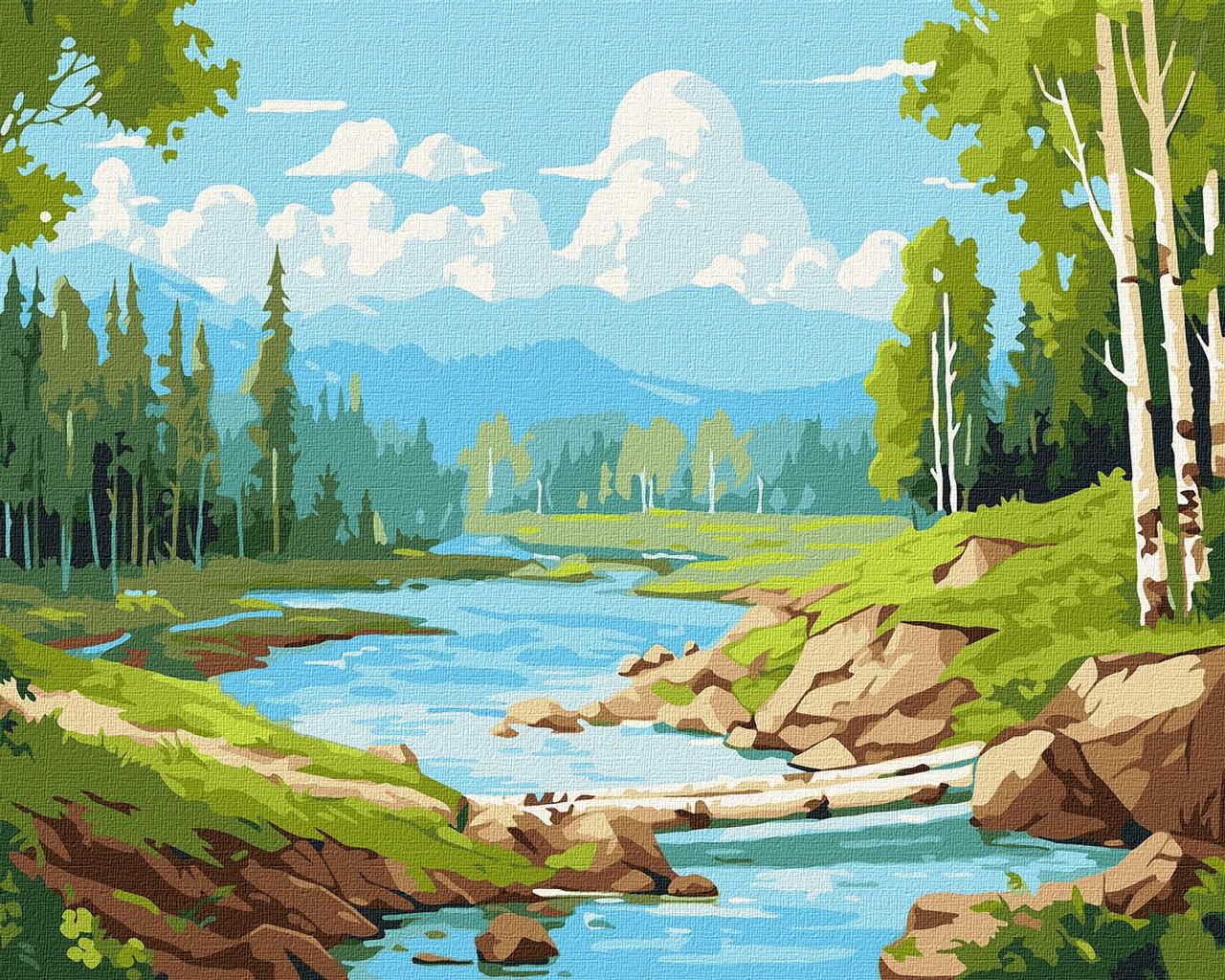 Картина за номерами В березовий гачок. Краєвид 40*50 см Ідейка KHO 6341