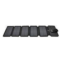 Solar panel 5 Foldings, built-in microUSB cable, Output: 5 /1,2 А(USB), plastic, Black, Corton box от
