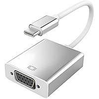 Адаптер, конвертер з Type-C на VGA для передачі відео Addap UC2VGA-02, перехідник для ноутбука, проектора, телевізора, FullHD