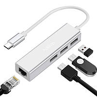USB Type-C Хаб |адаптер на 3 порти USB 3,0 для ноутбука Addap MH-05, з інтернет підключенням Ethernet RJ-45 1000 Мбіт/с