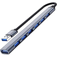 USB-хаб, концентратор / розгалужувач для ноутбука Addap UH-04, на 7 портів USB 3.0 + USB 2.0, Gray