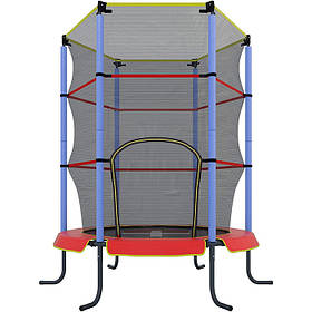 Дитячий батут на пружинах із сіткою (діаметр 140 см) Tilly RJ-0084 Червоний із синім