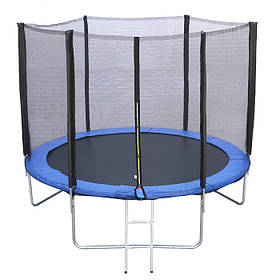 Дитячий батут на пружинах із сіткою (діаметр 244 см, сходинки) Tilly RJ-0086/2 Синій