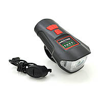 Ліхтарик велосипедний XA-585, 4 режими, 2 сигнали, вбудований аккум, кабель, BOX от DOM-Energy