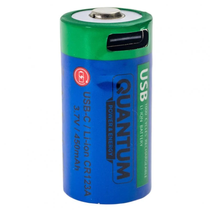 Акумулятор літій-іонний Quantum USB Li-ion CR123A(16340) 3.7V, 550mAh + Type-C кабель, фото 1