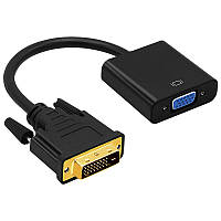 Конвертер DVI-D (24 + 1) (тато) на VGA (мама) 10cm, Black, FULL HD 1080P, Пакет Q250