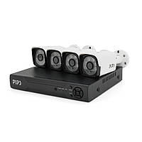 Комплект відеоспостереження Outdoor 007-4-2MP Pipo (4 вуличні камери, кабелі, блок живлення, відеореєстратор от DOM-Energy