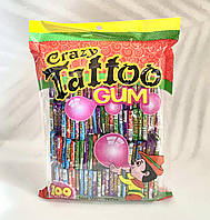 Жевательная резинка с фруктовым вкусом Crazy tattoo bubble gum 100 штук