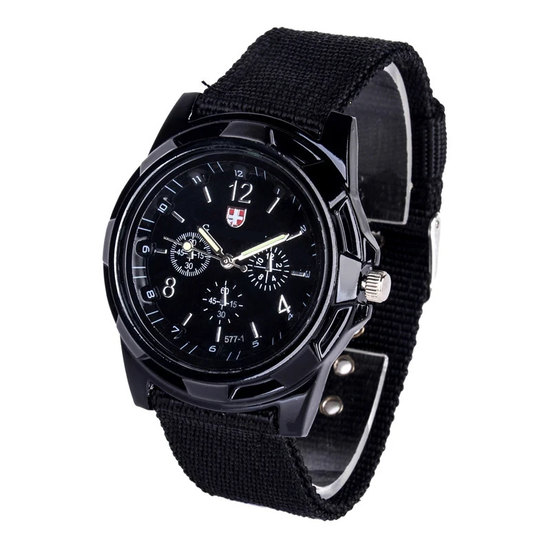 Чоловічий спортивний наручний годинник з нейлоновим ремінцем Чорні YU227