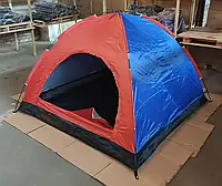 Шестиместная туристическая палатка механическая водонепроницаемая для кемпинга Синяя с оранжевым iC227
