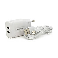 Набір BOROFONE BA37A СЗУ 2xUSB+ кабель Lighting, 2.4A, 1м, White, Box от DOM-Energy